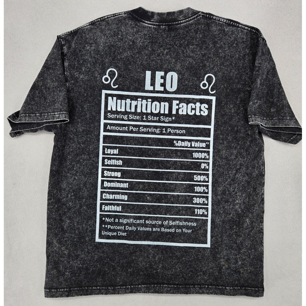 Leo Nutrition‎ Facts MEDIUM Unisex ShirtAcid Wash Zodiac Streetwear Tee